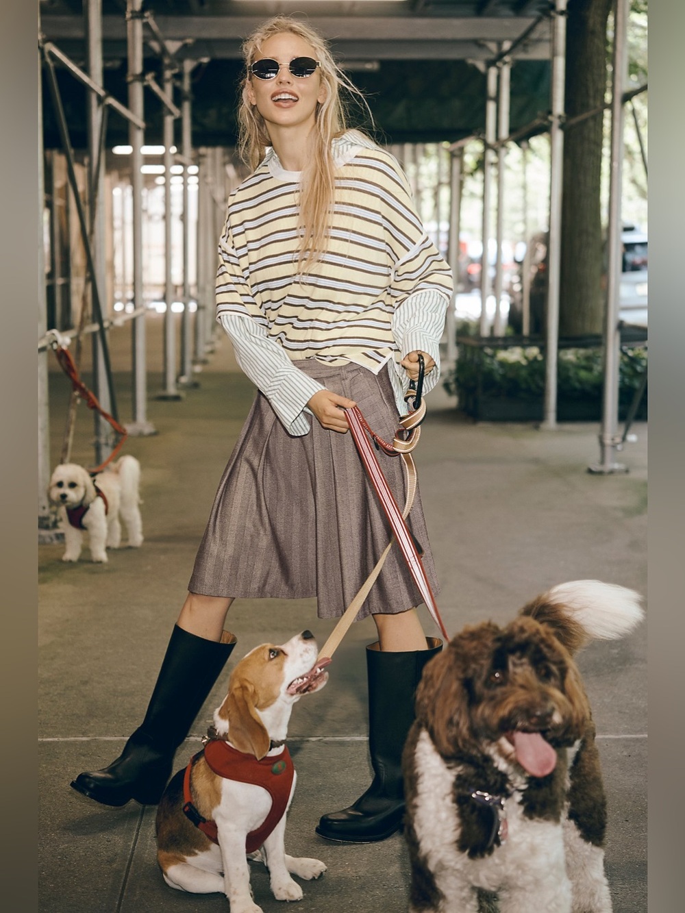 Free People Striped Rugby Tee Oversized Cotton